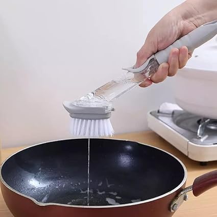 2-in-1 Dishwashing Brush, Long Handle Wash Pot Brush Washing Dish