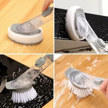 2-in-1 Dishwashing Brush, Long Handle Wash Pot Brush Washing Dish